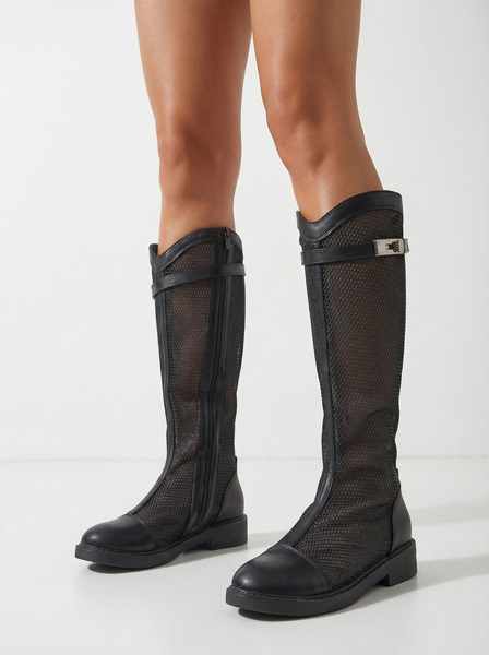 Royalfashion Wysokie ażurowe damskie botki Ovittole