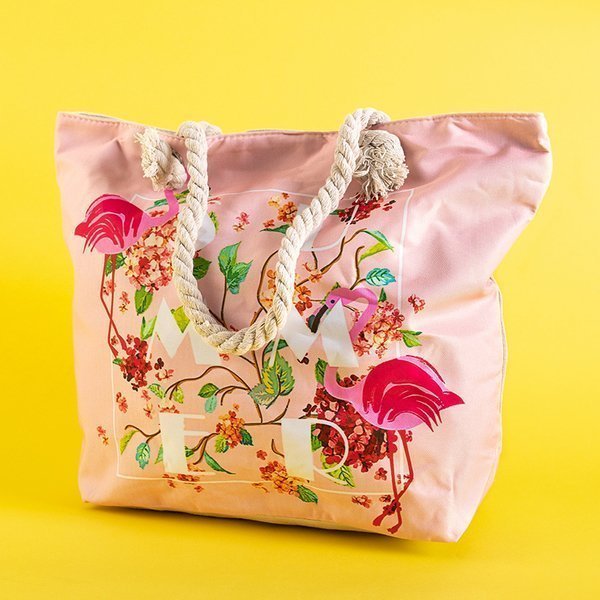 Royalfashion Wielokolorowa plażowa torba z flamingami