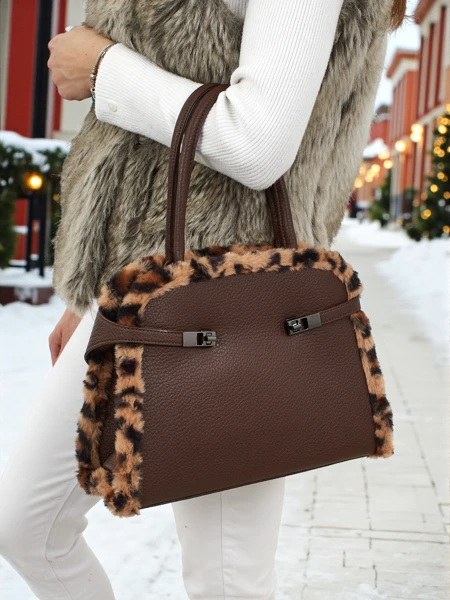 Mała damska torebka z eko skóry z panterką Panthory