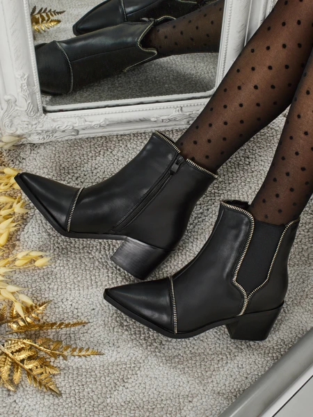 Botki damskie eko skórzane na słupku Omen Glade