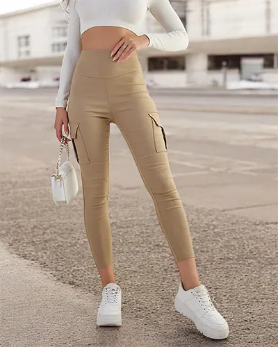 Royalfashion Damskie materiałowe spodnie typu bojówki