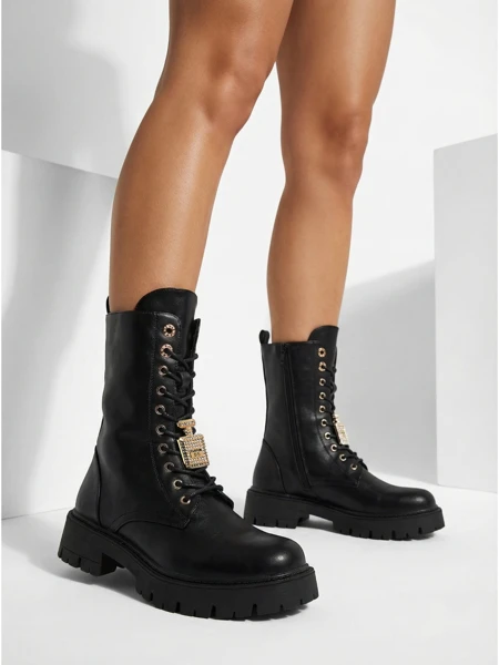 Eko skórzane sznurowane botki damskie Venit