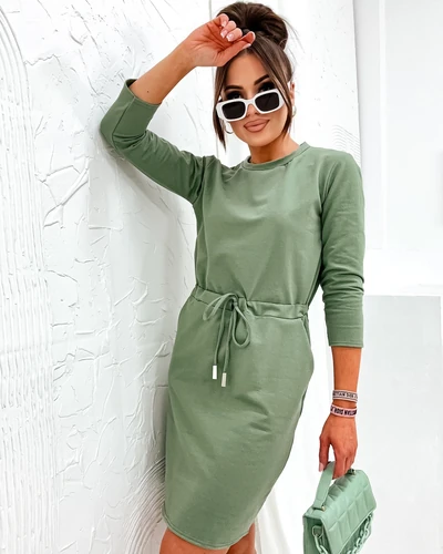 Royalfashion Damska sukienka tkaninowa do kolana