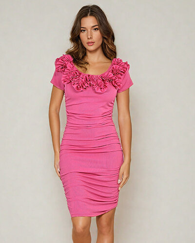 Royalfashion Marszczona damska sukienka mini