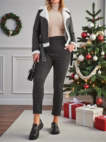 Royalfashion Ocieplane damskie spodnie typu tregginsy PLUS SIZE