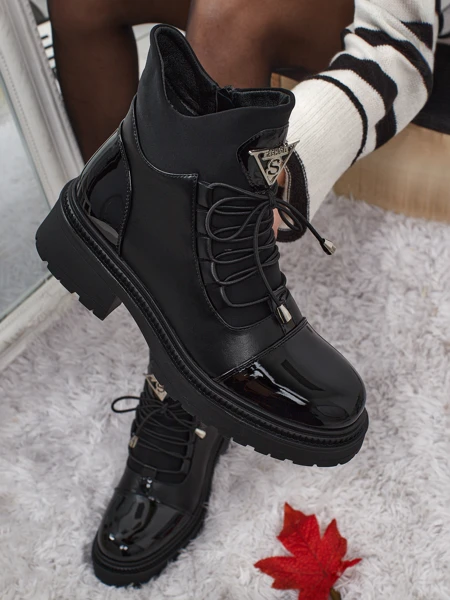 Eko skórzane sznurowane botki damskie Elisse