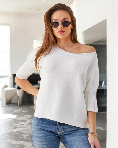 Royalfashion Жіночий візкозний светр з коротким рукавом