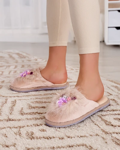 Royalfashion Жіночі хутряні капці з квітами Ederra