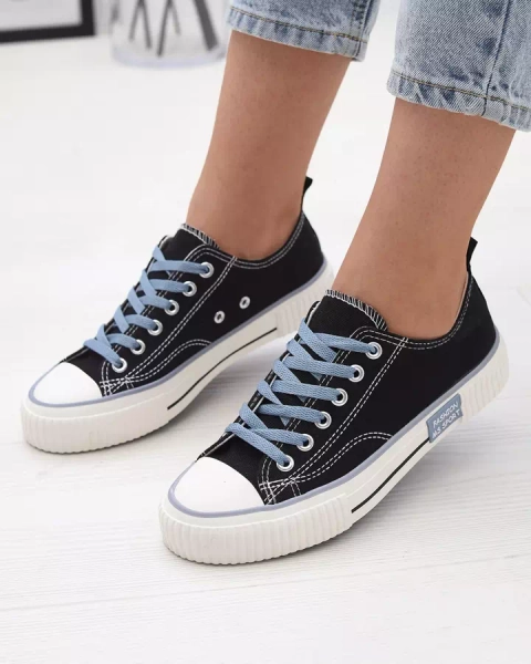 Royalfashion Czarne damskie sznurowane trampki Tasabba