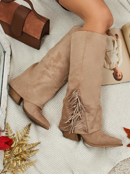 Жіночі чоботи еко замшеві з халявою Tauren