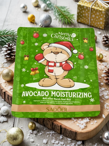 Świąteczna Maseczka do twarzy w płachcie z awokado- nawilżająca