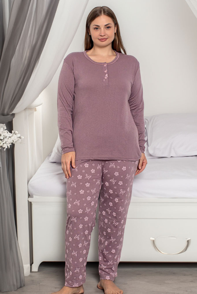 Royalfashion Bawełniana damska 2-częściowa piżama w motyle PLUS SIZE