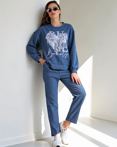 Royalfashion Wiskozowy damski komplet z printem