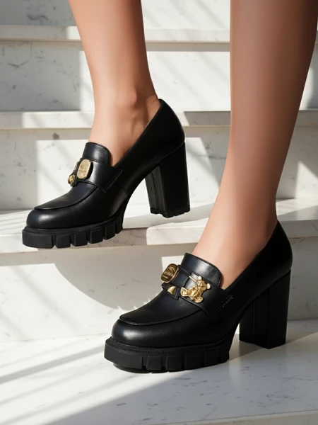 Sandały Damskie Ateny na Słupku z Ekoskóry w Kolorze Czarnym