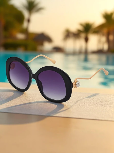 Royalfashion Okulary przeciwsłoneczne z ozdobnymi nausznikami Glam Shine