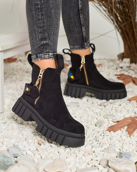 Royalfashion Чорні жіночі черевики з екозамші Poirop