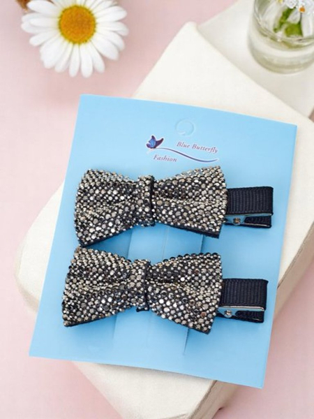 Royalfashion Zestaw 2 spinek do włosów z kokardkami z cyrkoniami Isadora