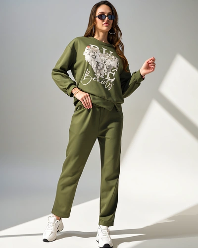 Royalfashion Wiskozowy damski komplet z printem