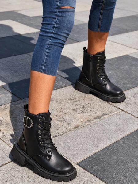 Royalfashion Eko skórzane damskie botki Enoll