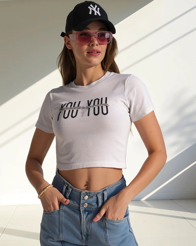 Royalfashion Bawełniany damski crop top z napisem