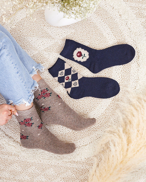 Royalfashion Komplet damskich skarpetek z printem 3/pak