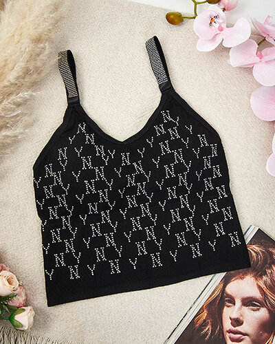 Royalfashion Damski biustonosz sportowy z cyrkoniami