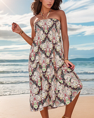 Royalfashion Damska sukienka midi z printem