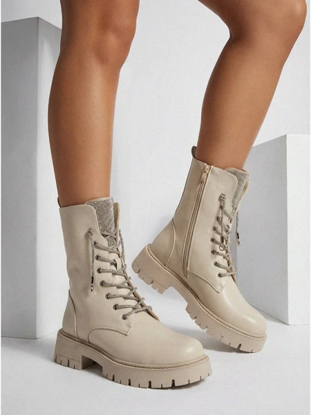 Еко шкіряні шнуровані ботільйони жіночі Farly