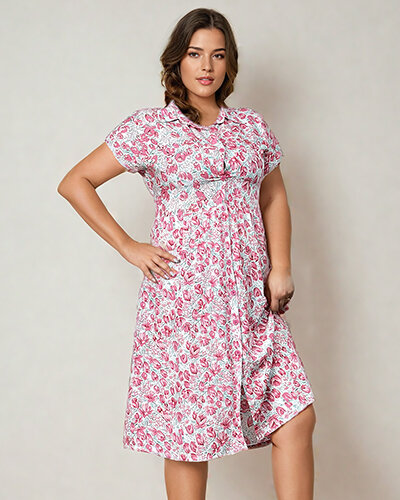 Royalfashion Damska sukienka midi w kwiaty