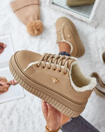Royalfashion Ocieplane sneakersy damskie z futerkiem Noxu