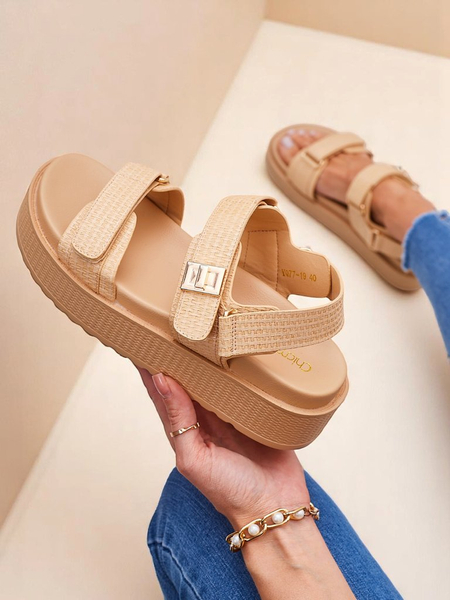 Sandały damskie platforma Royalfashion Beżowe Lavinia – wygodne lato