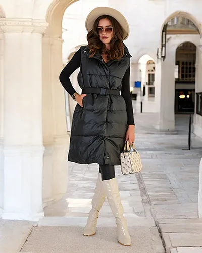 Royalfashion Довгий жіночий жилет зі шкіри