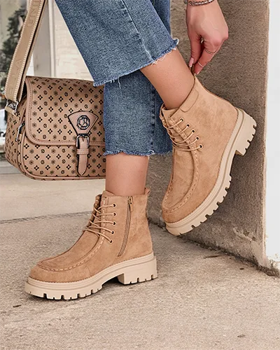 Royalfashion Botki damskie sznurowane Rullose