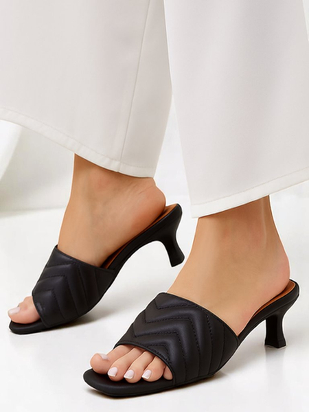 Sandały damskie Callista Nero na szpilce 5 cm, lato, skóra ekologiczna