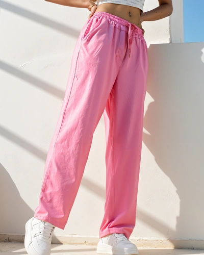 Royalfashion Bawełniane proste spodnie damskie materiałowe