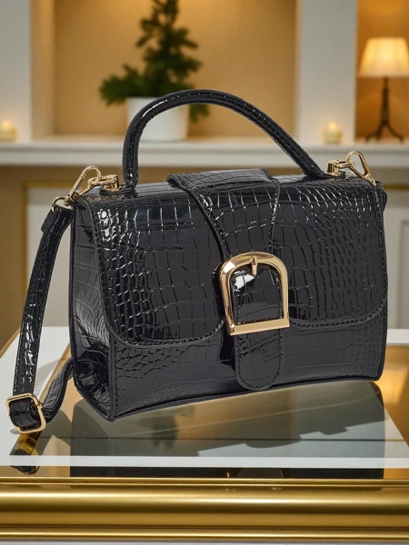 Lakierowana Mała damska torebka z eko skóry Orlina