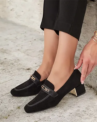 Royalfashion Eleganckie mokasyny damskie na niskim słupku Oflem