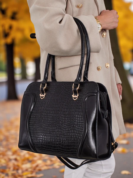 Toebka damska shopper eko skórzana z tłoczeniem Iron Lace