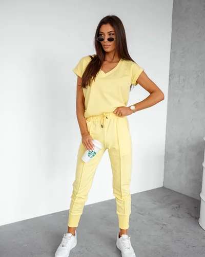 Royalfashion Bawełniany damski komplet casualowy z krótkim rękawem