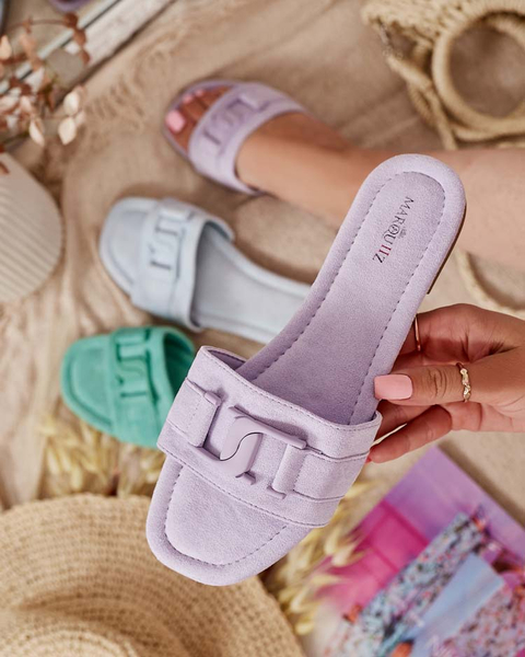 Фіолетові жіночі шльопанці Royalfashion з пряжкою Rydr