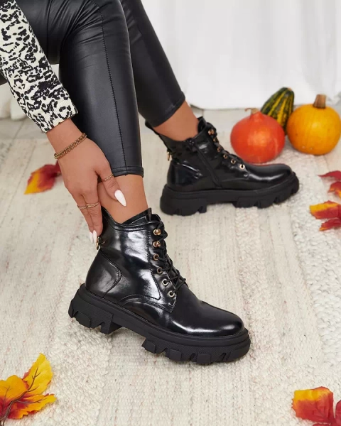 Royalfashion Чорні жіночі утеплені черевики з екошкіри Selori trapper