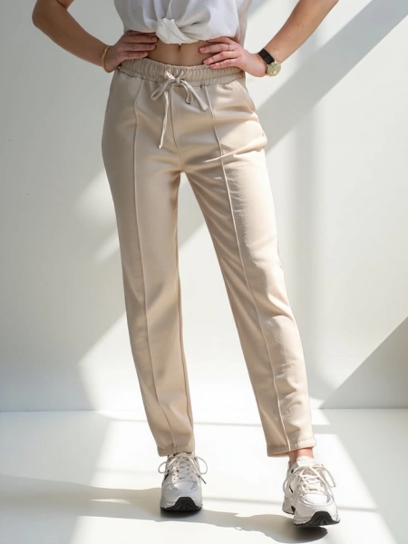 Royalfashion Proste spodnie damskie w kant z wiskozą