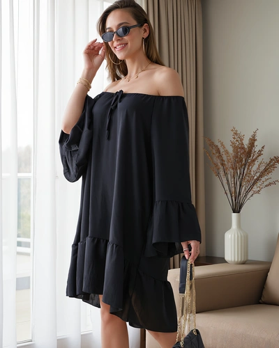 Royalfashion Damska sukienka a'la hiszpanka z falbankami oversize