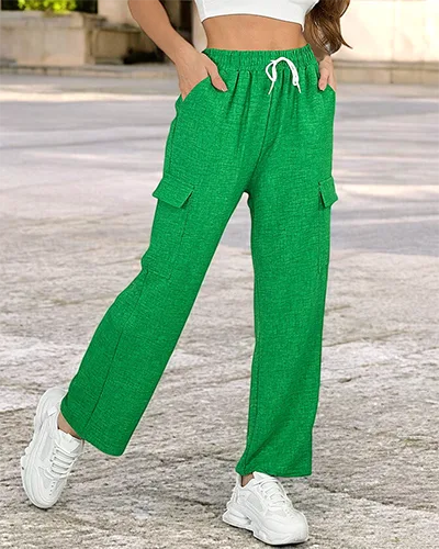 Royalfashion Szerokie spodnie damskie z kieszeniami