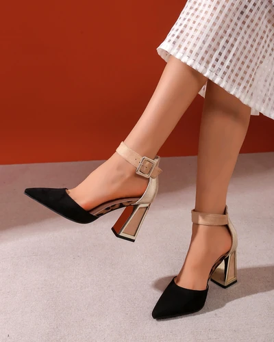 Royalfashion Damskie czółenka z ozdobnym obcasem Sammid