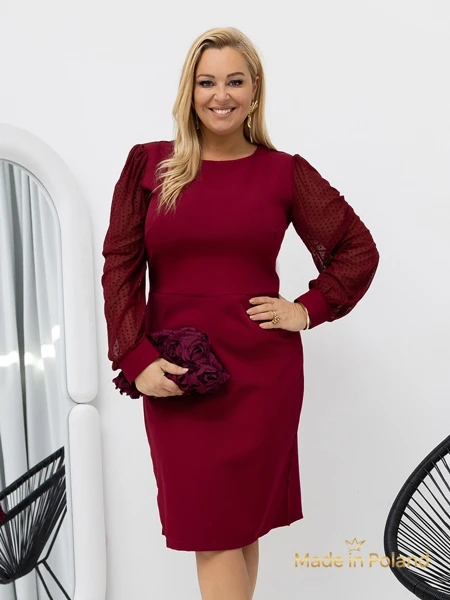 Elegancka damska sukienka mini z siateczkowymi rękawami Evilla