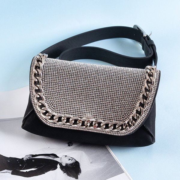 Damska torebka typu nerka z cyrkoniami i łańcuszkiem - Akcesoria