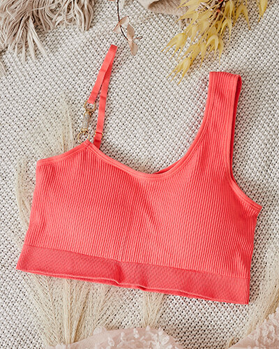 Royalfashion Damski biustonosz prążkowany z ozdobnym ramiączkiem