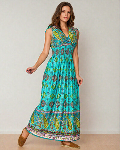 Royalfashion Damska sukienka midi z printem