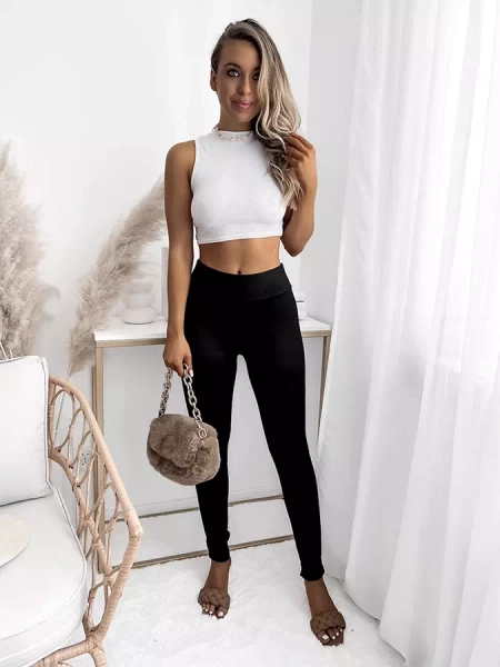 Royalfashion Ocieplane czarne damskie legginsy